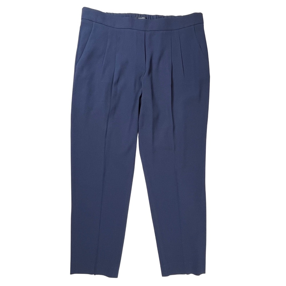 Babaton Navy Conan Pleated Pull-On Trousers with Elastic waist back.